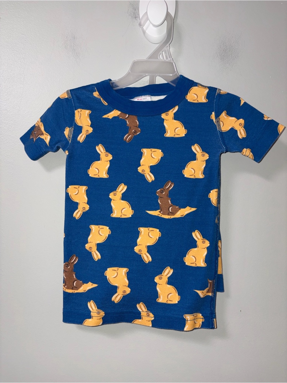 Hanna Andersson Blue Chocolate Easter Bunny Short Sleeve Shorts Pajama Set 3T